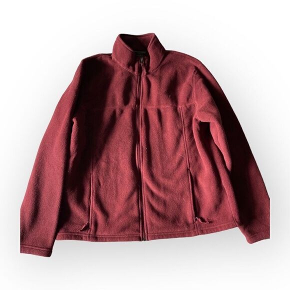 L.L. Bean Red Fleece Zip Up - Picture 1 of 2
